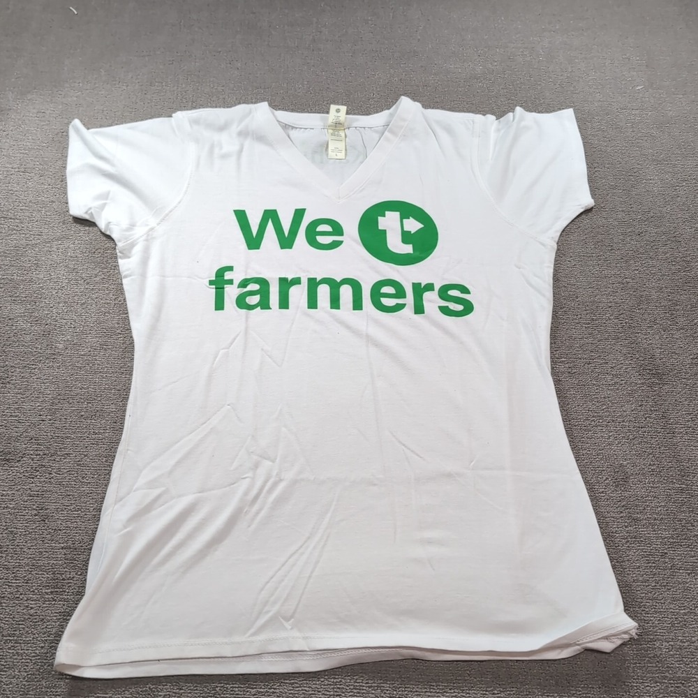 Women's T-Shirt‎ Size L White Kashi 100% Organic Cotton V Neck